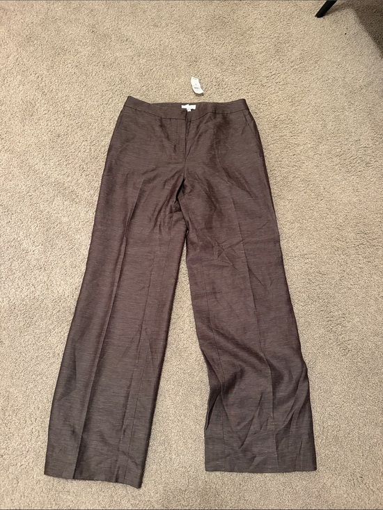 LOFT Pants - LOFT Wide-Leg Dress Pants in Brown Heather